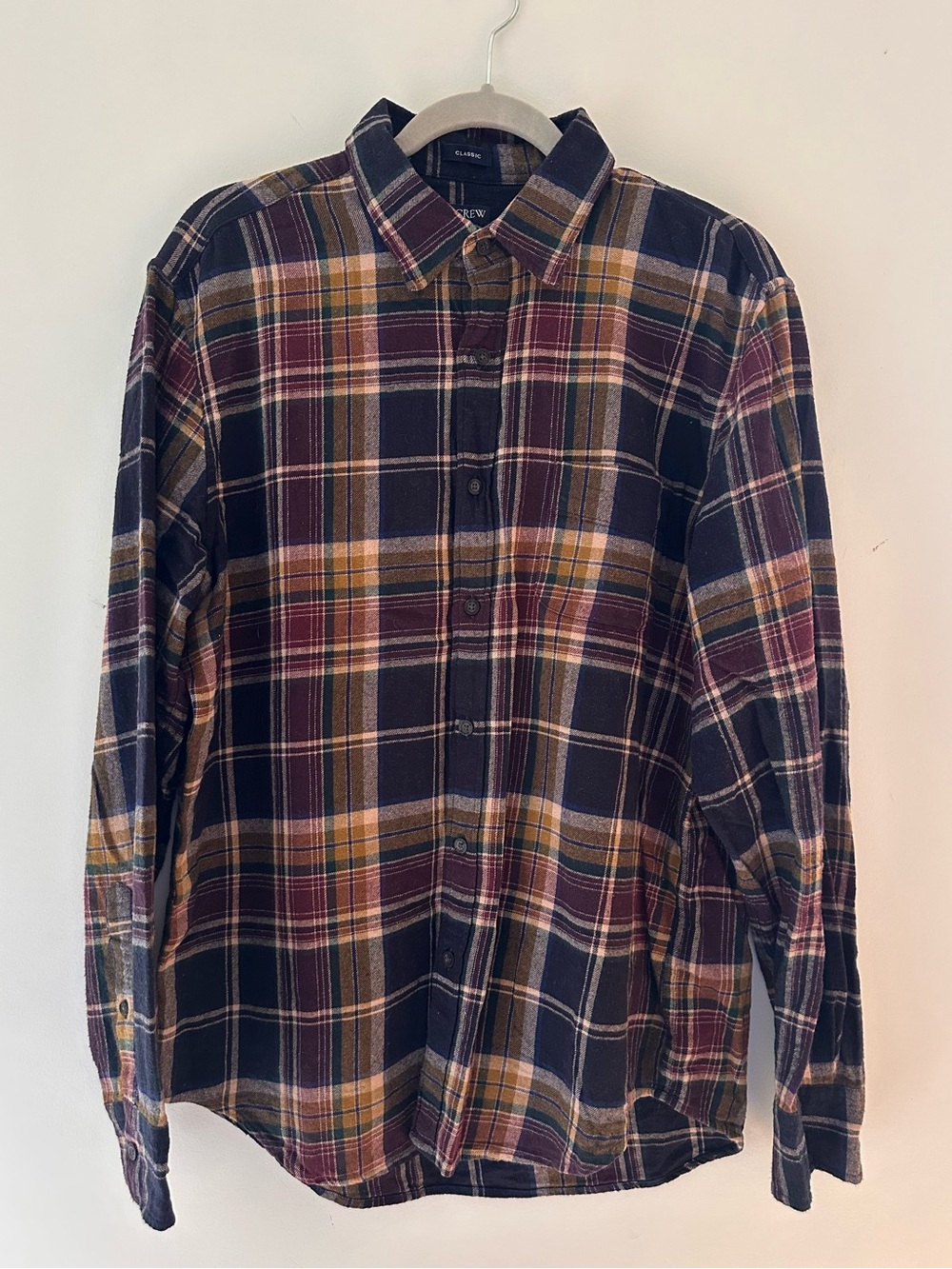 J.Crew Men’s Classic Plaid Flannel Button Down Shirt Size Large 100% Cotton